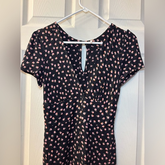 Free People Mia Black & Pink Rose Jumpsuit - Picture 3 of 11